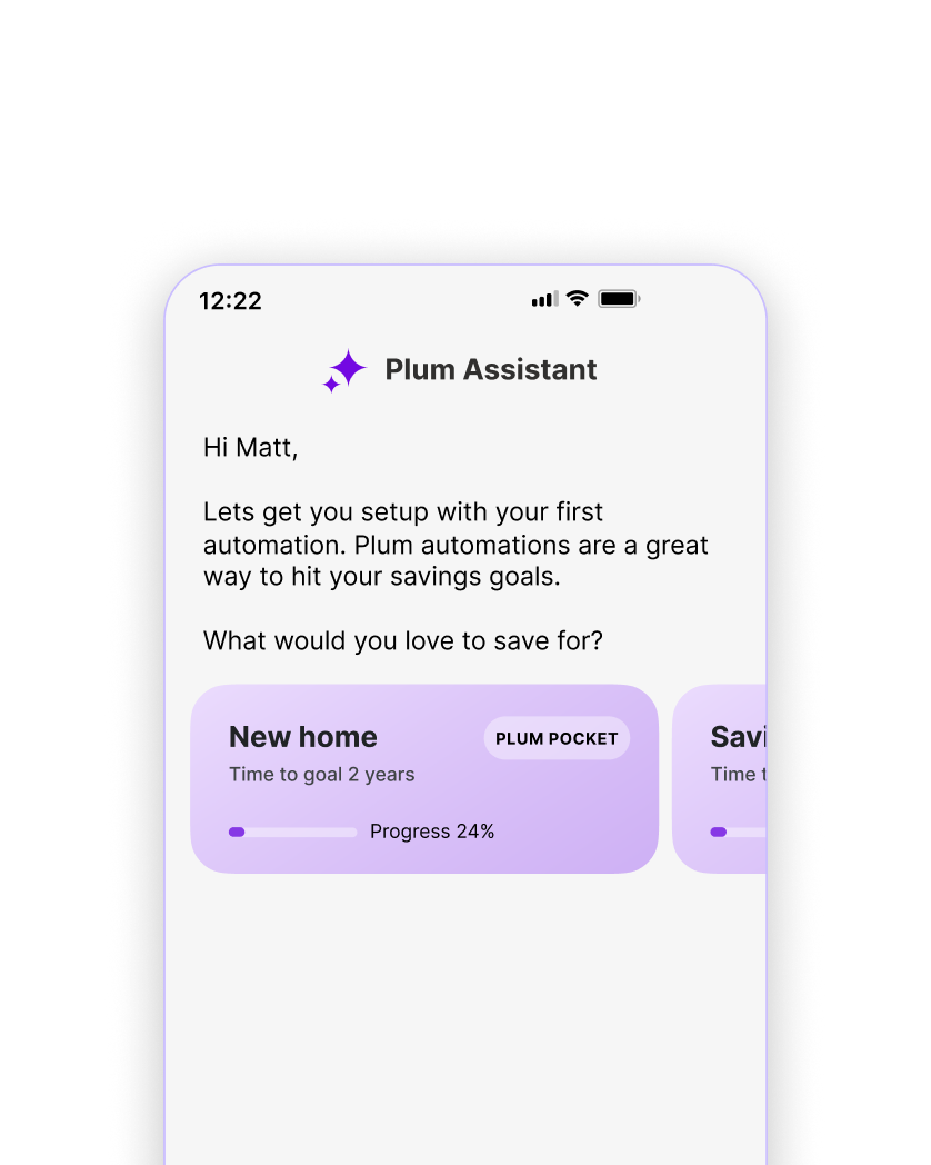 Card-based nudges — savings goal cards embedded in conversation